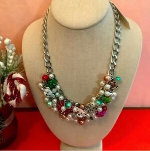 NWT Betsey Johnson Baubles Necklace/Christmas/Bears/ Pearls/Stunning🎄✨️🐻✨️❤️